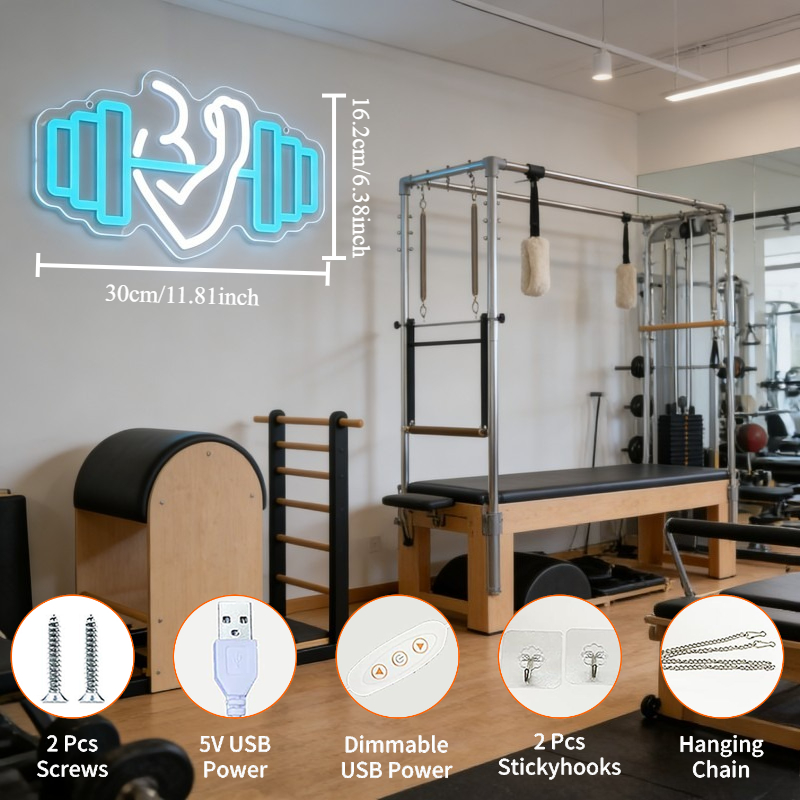Bicep Dumbbell Neon Sign LED W - đánh giá và giá Home Gym Neon Sign