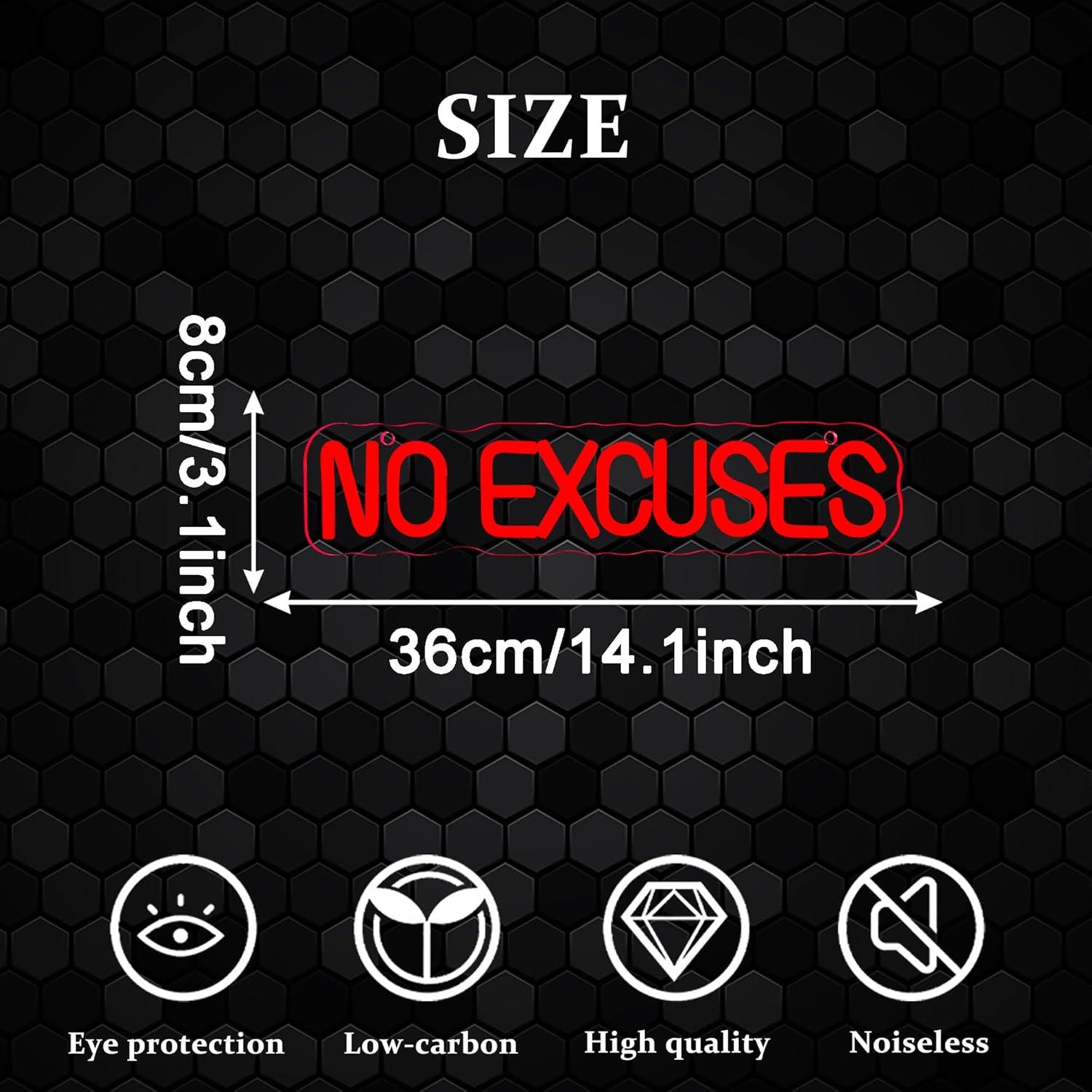 No Excuses Neon Sign USB Dimma - đánh giá và giá Home Gym Neon Sign
